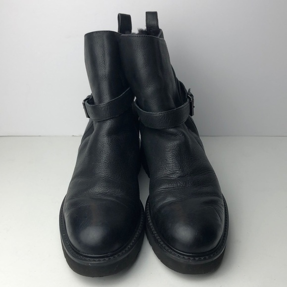 Vince Claudia Black Leather Moto Ankle Boots - Picture 2 of 14